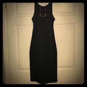 Backless grey body con dress